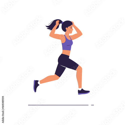 Running for Fitness: A dynamic illustration of a woman running, showcasing athleticism and dedication to wellness. The minimalist design emphasizes the energy and movement of the figure.