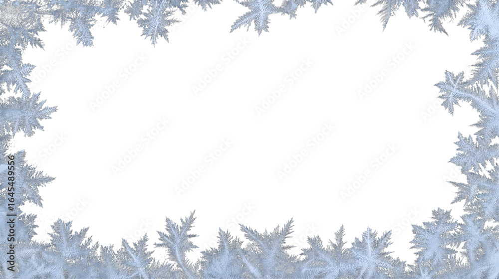 Obraz premium frame crafted from delicate frost crystals border isolated on white background