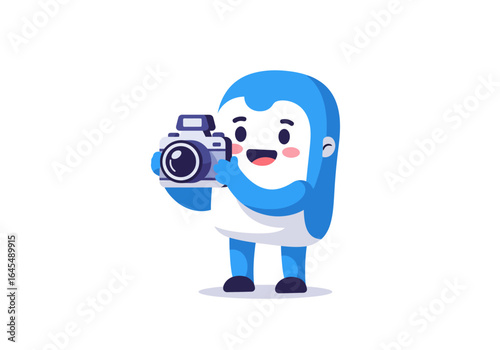 Cartoon Character Holding a Camera, Ready to Take a Picture
