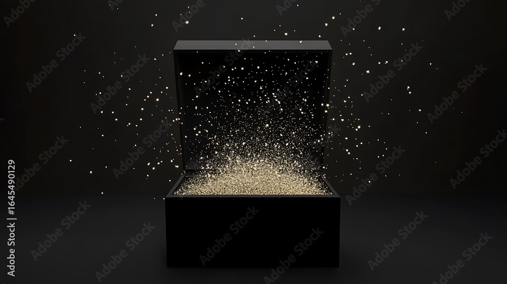 custom made wallpaper toronto digitalAn open black box revealing sparkling golden particles and dust