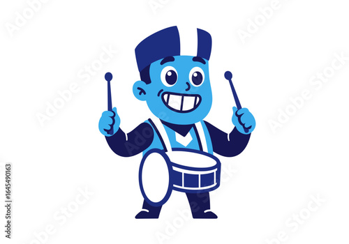 Cartoon Drummer Boy with Drumsticks and Drum