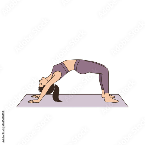 Graceful Bridge Pose: A woman practices the Wheel pose, a harmonious yoga pose.