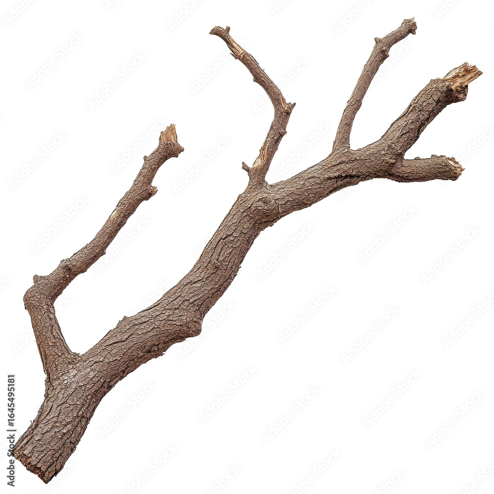 Fototapeta premium Broken Tree Branch Isolated on Black Background,, isolated on a transparent background