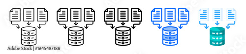 Data Collection Icon In 5 Different Styles Set Collection