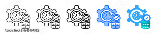 Real Time Icon In 5 Different Styles Set Collection