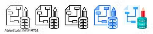 Data Architecture Icon In 5 Different Styles Set Collection