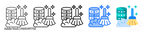 Data Cleaning Icon In 5 Different Styles Set Collection