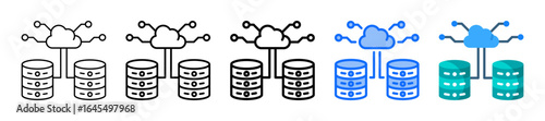 Data Center Icon In 5 Different Styles Set Collection