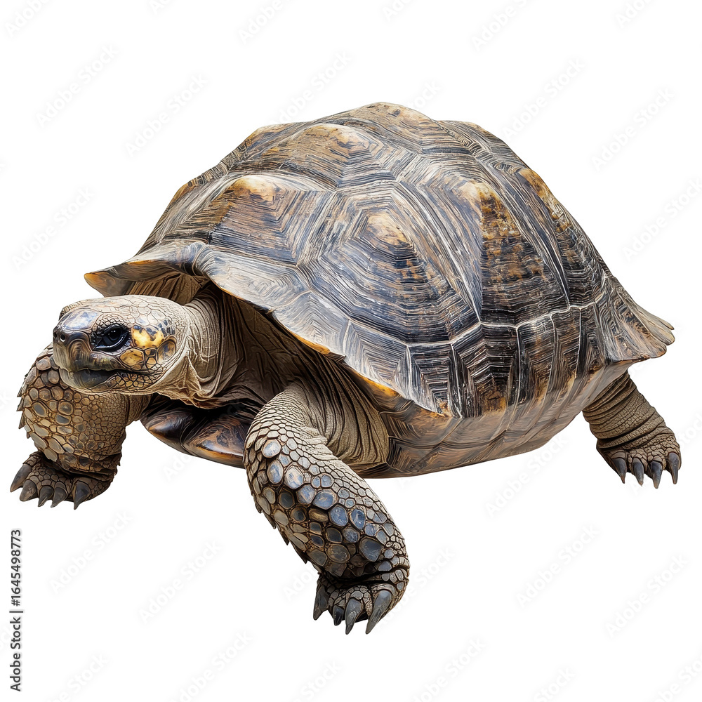 Fototapeta premium Galapagos Tortoise Majestic Reptile Dark Background, isolated on a transparent background