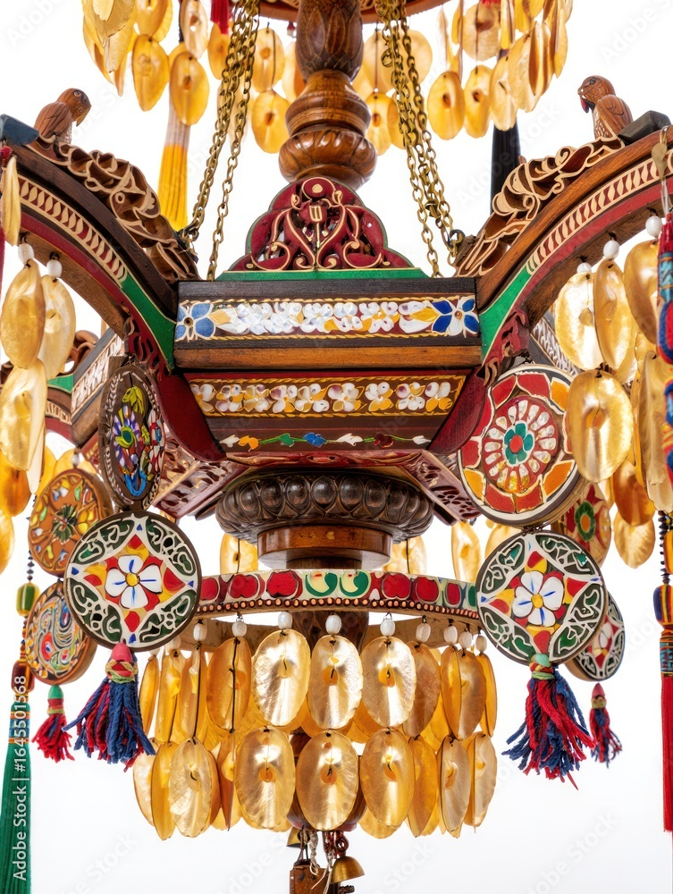 Fototapeta premium Ornate Moroccan Chandelier with Intricate Details and Golden Shells