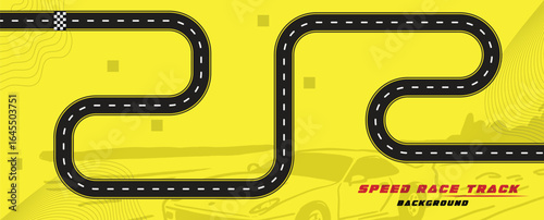 Creative vector illusion of race track isolated on yellow background
