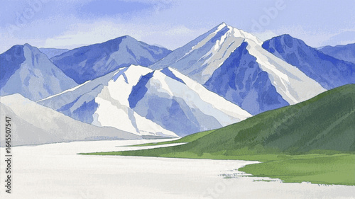 Peak Flow Mountain nature isolated watercolor vector illustration svg