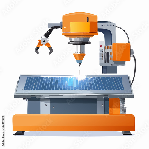 Robotic Arm Welding Machine Industrial Automation in Action, Illustration of Precision Manufacturing
