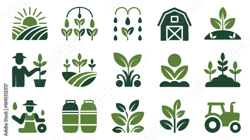 Farm Icons: Agriculture, Farming, Gardening, and Cultivation Symbols