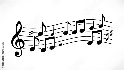 A Melodious Arrangement of Musical Notes on a Staff Illustrates the Art of Sound Creation