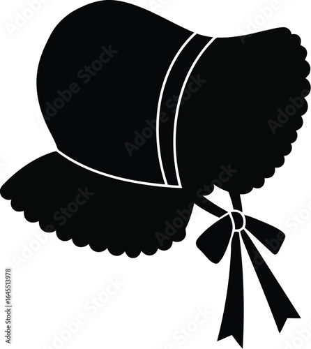 Vintage bonnets silhouette baby girl hat with ribbon