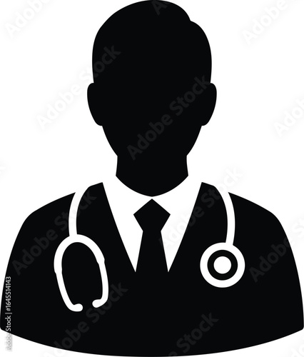 Doctor silhouette with stethoscope