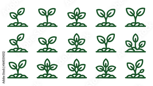 Green Plant Sprout Icons: Growth, Nature, and Development Symbols