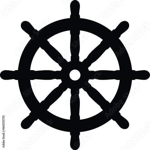 Nautical ship wheel icon vector art