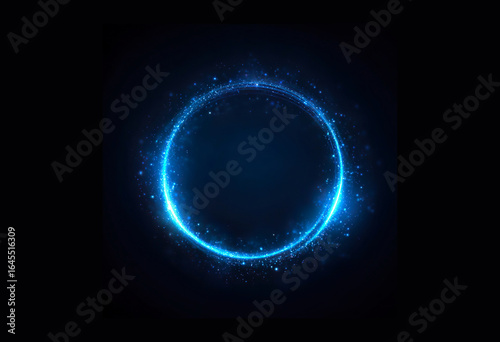 Png blue glowing neon circle ring round frame border brilliant magic spark bright effect futuristic laser LED disco illuminated technology vector sign banner

