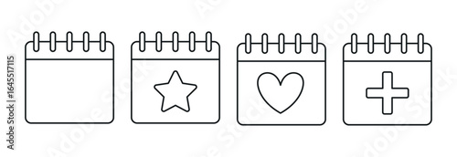 Minimalist Calendar Icons Event Reminder Symbols for UI Design & Productivity Apps