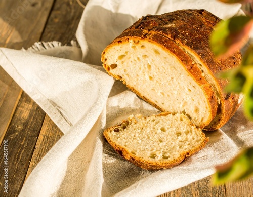 Freshly Baked Bread on Rustic Linen Cloth