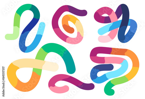 collection of abstract and decorative shapes composed of colorful gradients wavy flowing lines with soft texture modern and artistic feel decorative elements and background