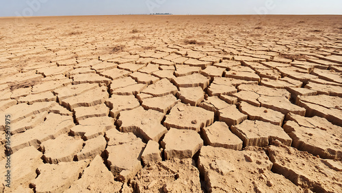 Cracked Desert Ground Under Extreme Drought