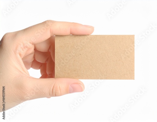 Hand Holding Blank Kraft Paper Business Card