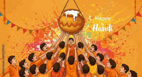 Celebrating Dahi Handi: A Vibrant Depiction of the Indian Festival of Janmashtami
