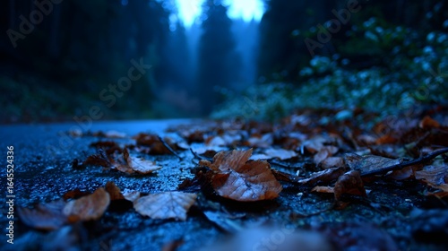 Wallpaper Mural Autumn leaves on a dark, wet road. Torontodigital.ca