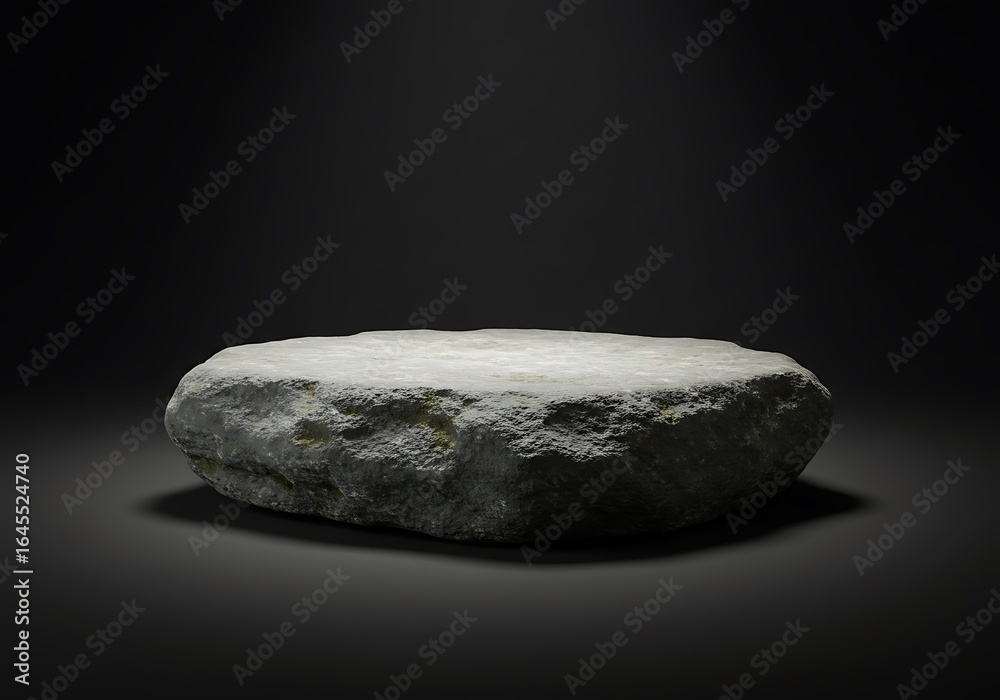 Naklejka premium Natural stone pedestal display on dark background