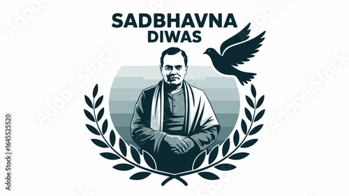 Sadbhavna Diwas Tribute to Rajiv Gandhi with Peace Symbol