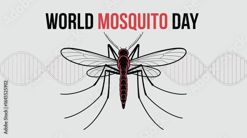 World Mosquito Day with Mosquito and DNA Helix Graphic