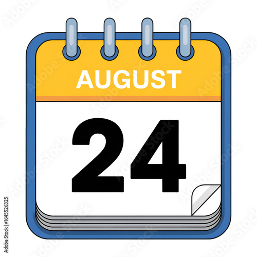 August 24 calendar date icon 3D illustration  
