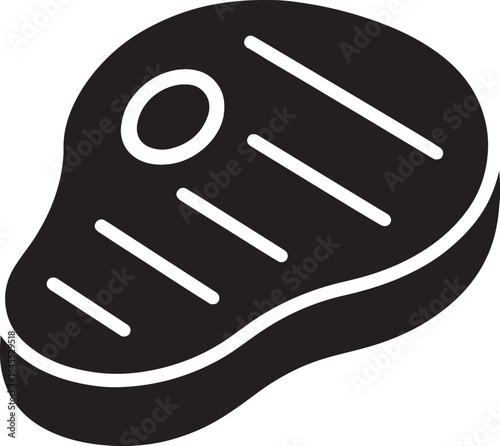Beef steak silhouette, simple meat food design ideal for cooking, kitchen, barbecue, and restaurant projects.