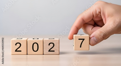 2027 new year blocks: calendar year change concept