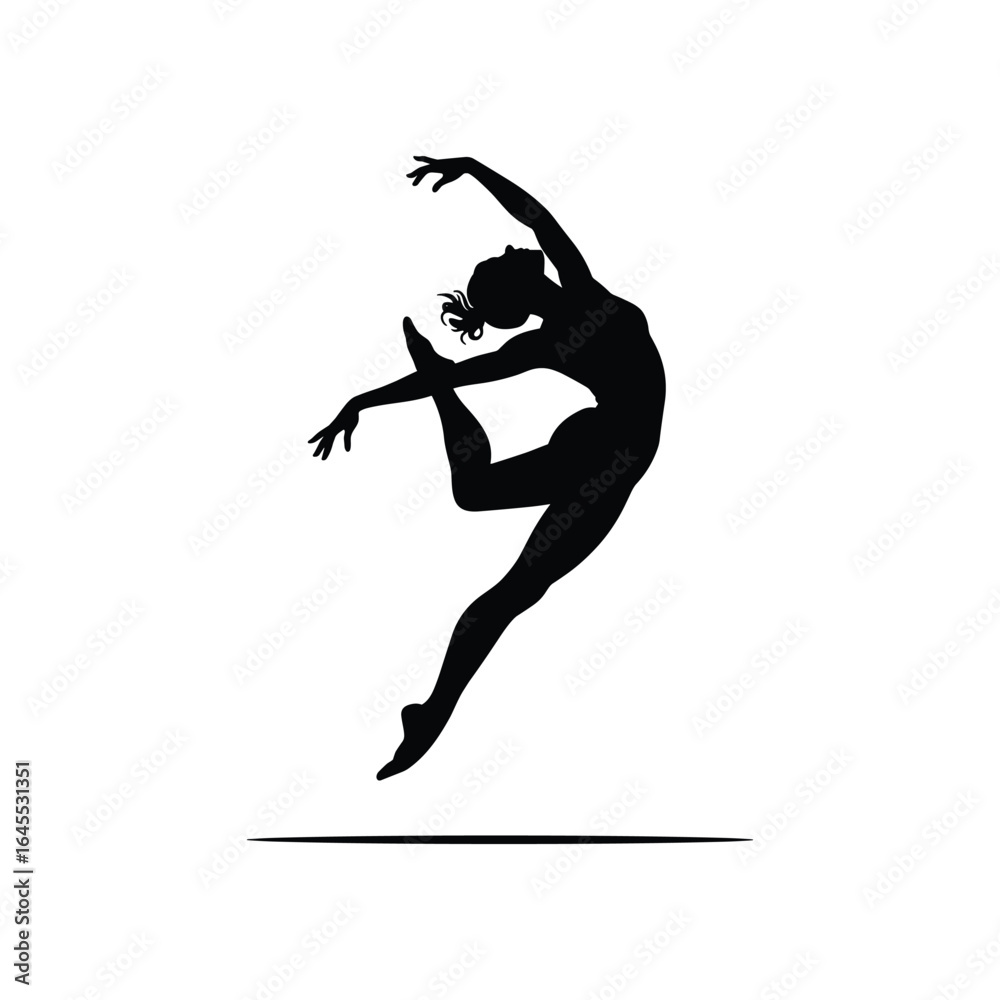 Naklejka premium Silhouette of a graceful ballerina in a dynamic dance pose
