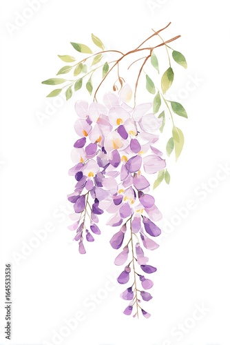 Watercolor Wisteria Flowers and Branches
