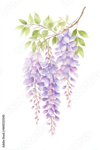 Watercolor Wisteria Flower Branch