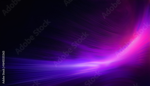 Abstract Magenta purple pink light ultraviolet defocused radiance soft texture on dark black empty space background. Neon blur glow. Color light overlay. With space for text.
