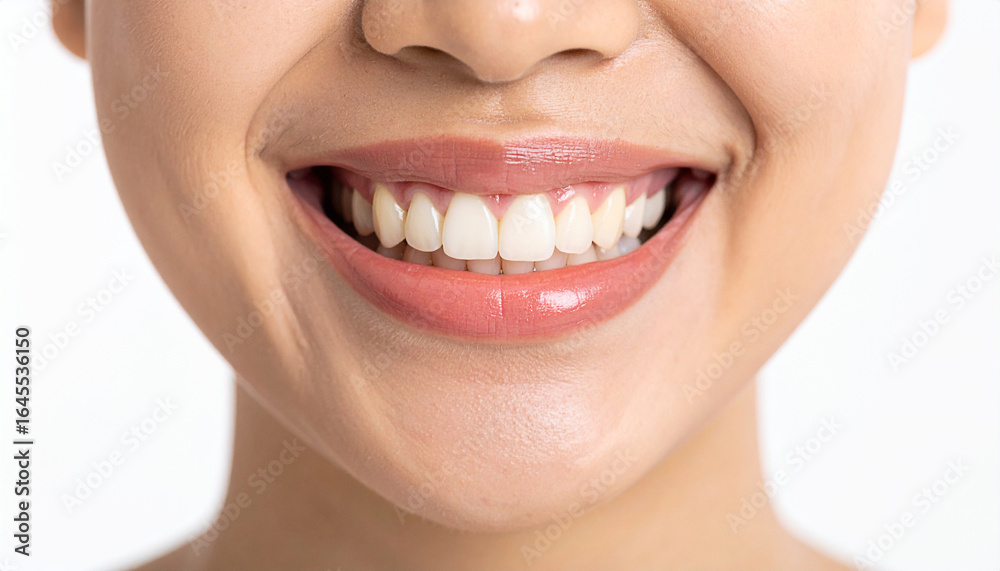 Obraz premium Close-up of a Beautiful Smile with Perfect White Teeth