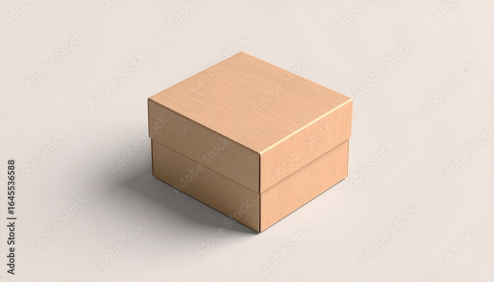 Square Cardboard Box on Neutral Background Square Cardboard Box on Neutral Background