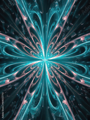 Wallpaper Mural Radiating Abstract Energy Burst with Symmetrical Floral Wave Pattern – Digital Art Design" Torontodigital.ca