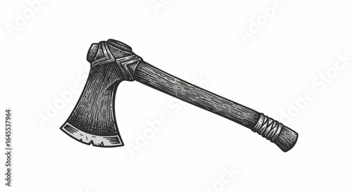Engraved Vintage Tomahawk Emblem Vector