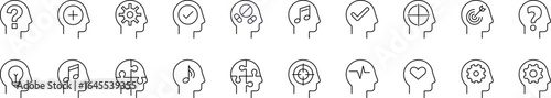 Thought, Brain, Mental Health Outline Simple Linear Image Collection. Editable Stroke. Perfect for Web Sites, Books, Cards, Apps