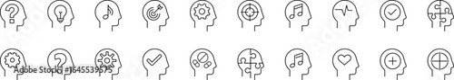 Thought, Brain, Mental Health Related Line Icons for Web Sites, Books, Cards, Apps. Editable Stroke. Perfect for Web Sites, Books, Cards, Apps