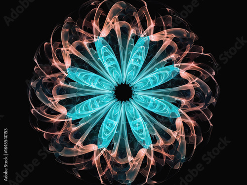Wallpaper Mural Radiating Abstract Energy Burst with Symmetrical Floral Wave Pattern – Digital Art Design" Torontodigital.ca