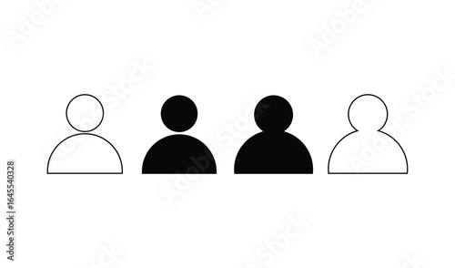 Four abstract human figures two filled two outlined