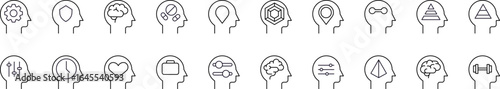 Brain, Thought, Mental Health Picture Collection. Editable Stroke. Perfect for Graphics, Designs, Books, Adverts, Apps